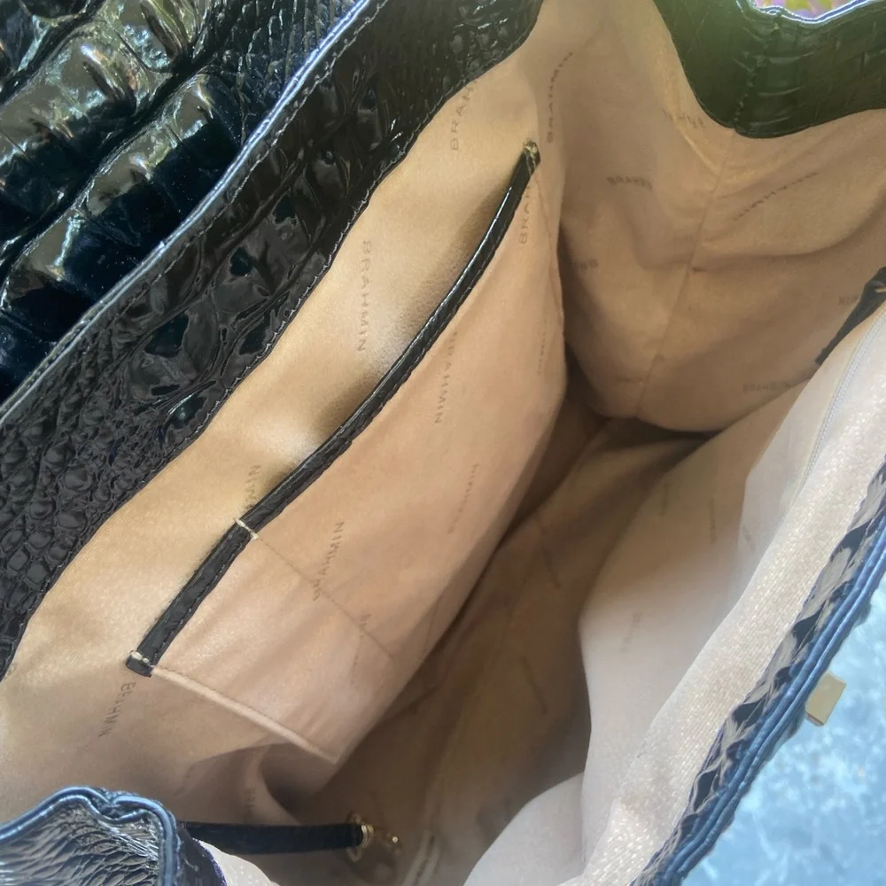 Brahmin Black Croc-Embossed Backpack - Picture 3 of 3